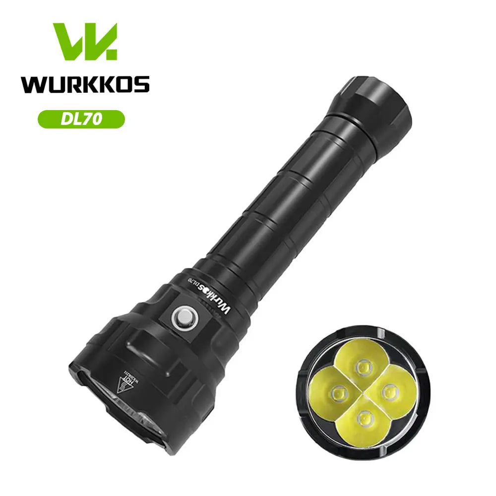 Wurrkos DL70 Dive Light,13000 Lumen Super Bright Scuba Diving Light with 4Pcs Led Dive Lights, 5000MAH Battery, IPX8 Waterproof Dive Torch Underwater 328Ft,4 Mode Night Dive Flashlight for Submarine Deep Sea Cave