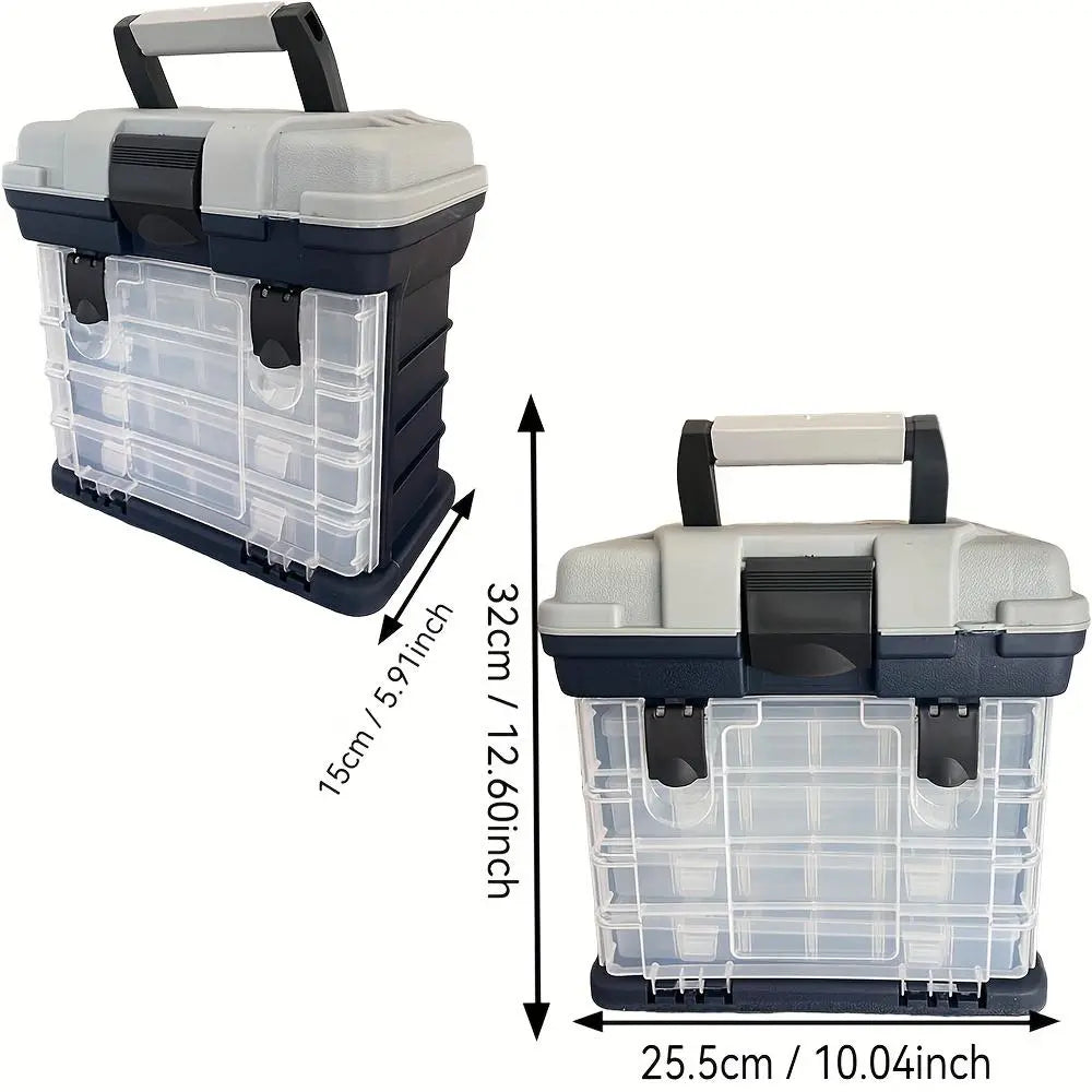 Portable Fishing Tool Box, Four-Layer Fish Bait Holder, Plastic Fishing Accessories Storage Case, Empty Fishing Box, No Bait Included, Fishing Tackle Organizer, Fishing Gear Box
