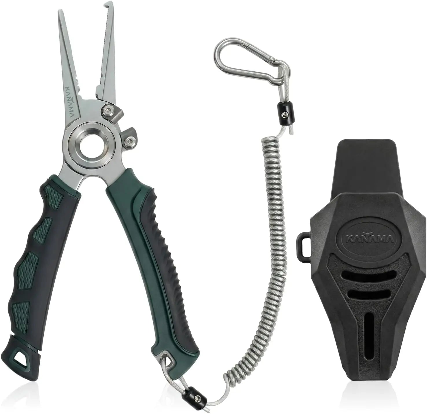 Stainless Steel Fishing Pliers, 7.5 Inch Rust Saltwater Fishing Pliers with Split Ring, Fish Hook Remover with Tungsten Carbide Braid Cutters, Non-Slip Handles Fishing Gifts for Men
