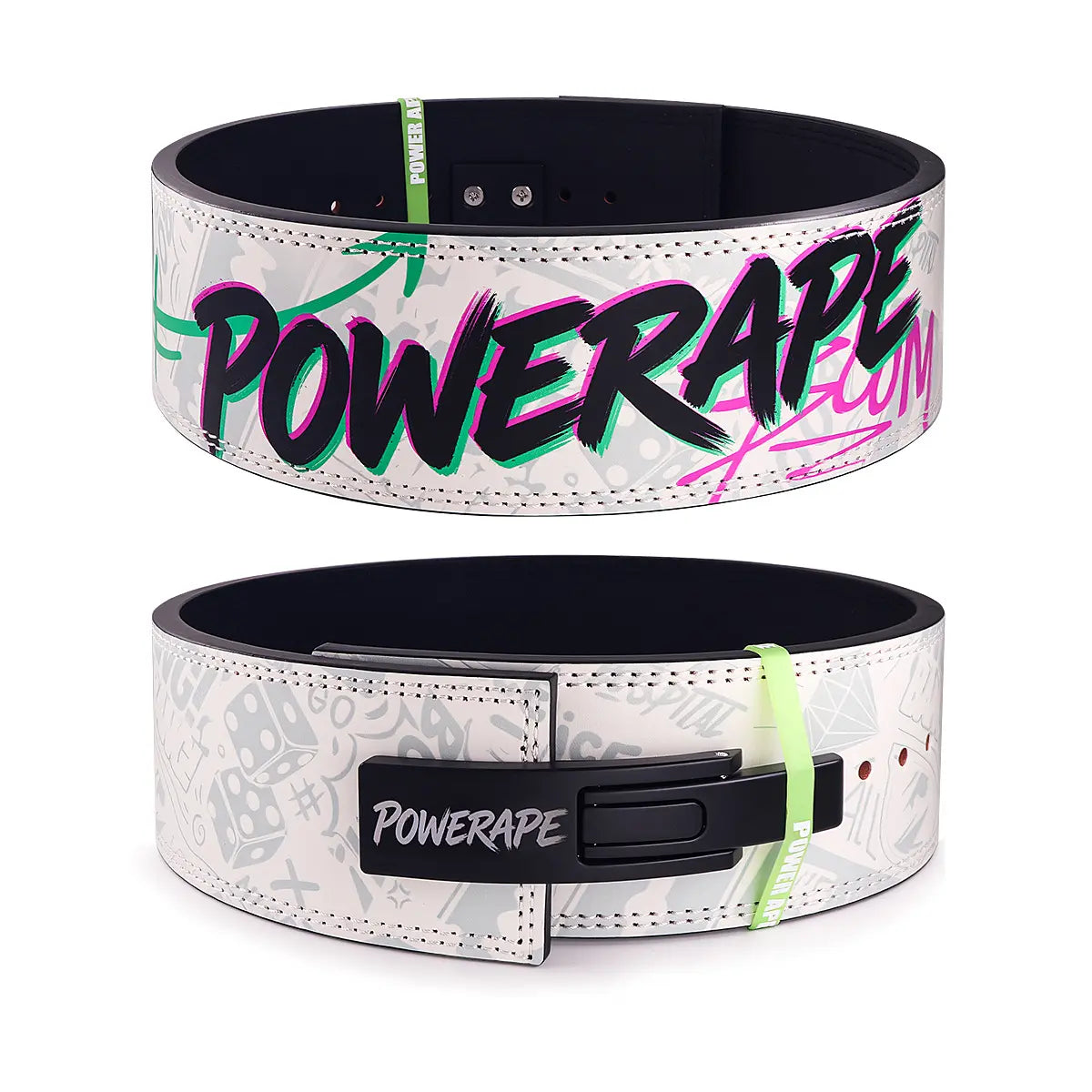 Graffiti Fitness Belt High-Quality Fitness Training Belt with Genuine Leather Interior Cowhide Powerlifting Squat Deadlift Weightlifting Lever Buckle Handmade Waist Protector Yoga Fitness Waist Support Weightlifting Belt