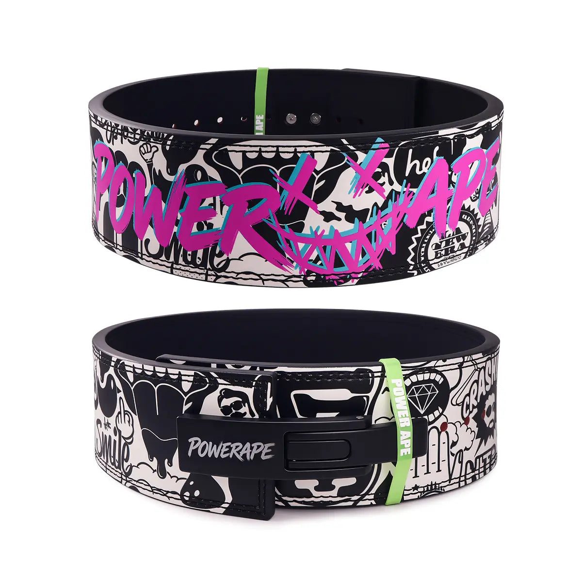 Graffiti Fitness Belt High-Quality Fitness Training Belt with Genuine Leather Interior Cowhide Powerlifting Squat Deadlift Weightlifting Lever Buckle Handmade Waist Protector Yoga Fitness Waist Support Weightlifting Belt