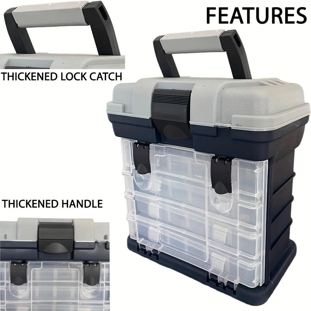 Portable Fishing Tool Box, Four-Layer Fish Bait Holder, Plastic Fishing Accessories Storage Case, Empty Fishing Box, No Bait Included, Fishing Tackle Organizer, Fishing Gear Box