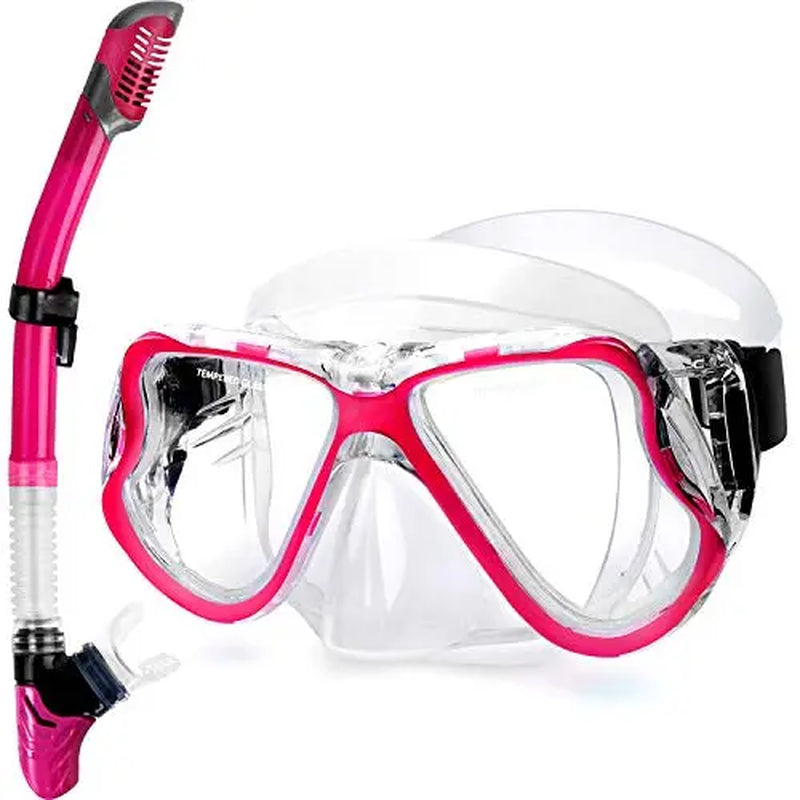 Greatever Premium Dry Snorkel Set – Tempered Glass Mask with Superior Seal, Panoramic Anti-Fog Design for Professional Scuba Diving & Snorkeling
