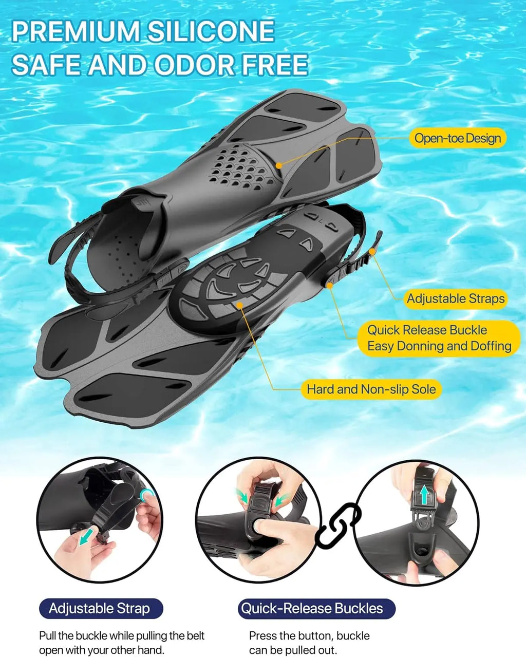 Greatever 4-In-1 Snorkeling Gear for Adults - Complete Snorkel Set with Panoramic View Diving Mask, Anti-Fog & Leak-Proof Design, Dry Top Snorkel, Fins, and Travel Bag - Ideal for Swimming, Snorkeling, and Diving Trips