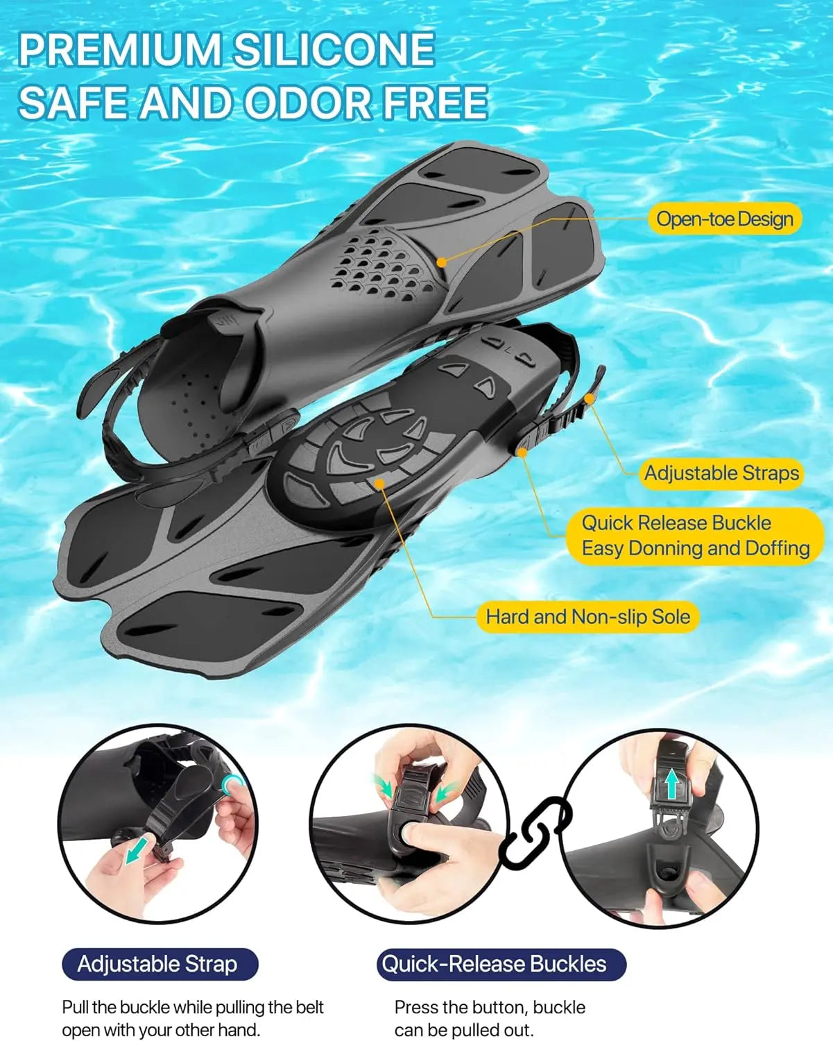 Greatever 4-In-1 Snorkeling Gear for Adults - Complete Snorkel Set with Panoramic View Diving Mask, Anti-Fog & Leak-Proof Design, Dry Top Snorkel, Fins, and Travel Bag - Ideal for Swimming, Snorkeling, and Diving Trips