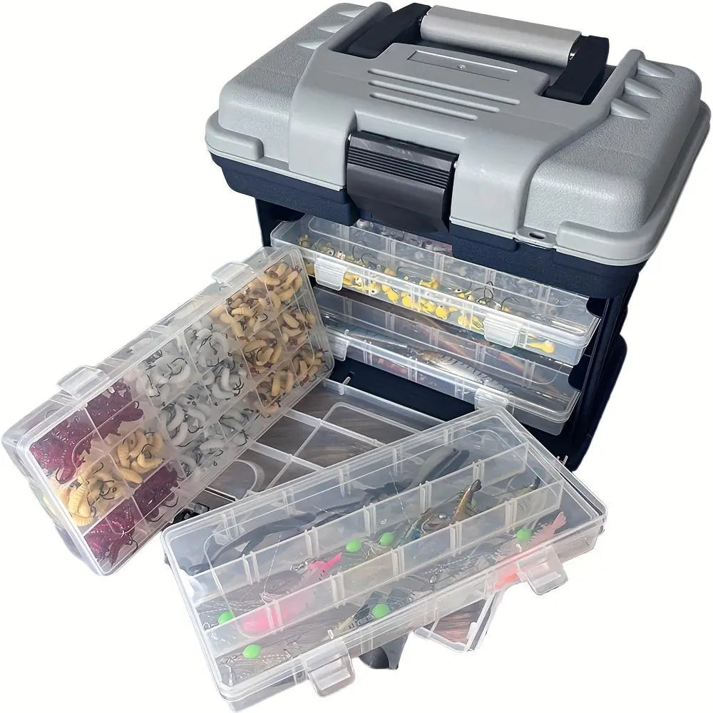 Portable Fishing Tool Box, Four-Layer Fish Bait Holder, Plastic Fishing Accessories Storage Case, Empty Fishing Box, No Bait Included, Fishing Tackle Organizer, Fishing Gear Box