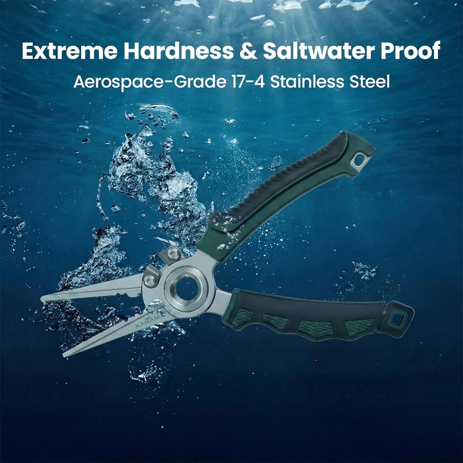 Stainless Steel Fishing Pliers, 7.5 Inch Rust Saltwater Fishing Pliers with Split Ring, Fish Hook Remover with Tungsten Carbide Braid Cutters, Non-Slip Handles Fishing Gifts for Men