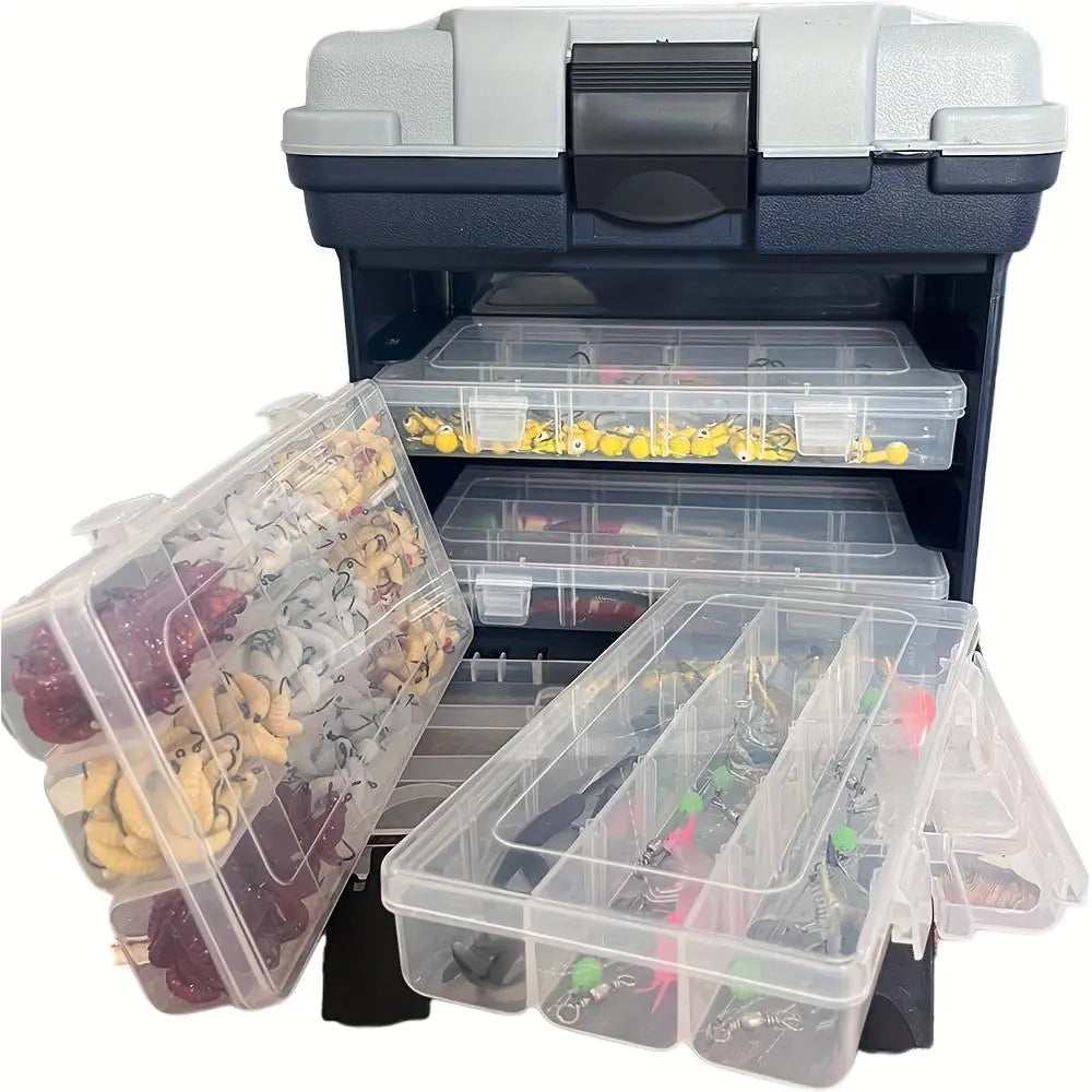 Portable Fishing Tool Box, Four-Layer Fish Bait Holder, Plastic Fishing Accessories Storage Case, Empty Fishing Box, No Bait Included, Fishing Tackle Organizer, Fishing Gear Box