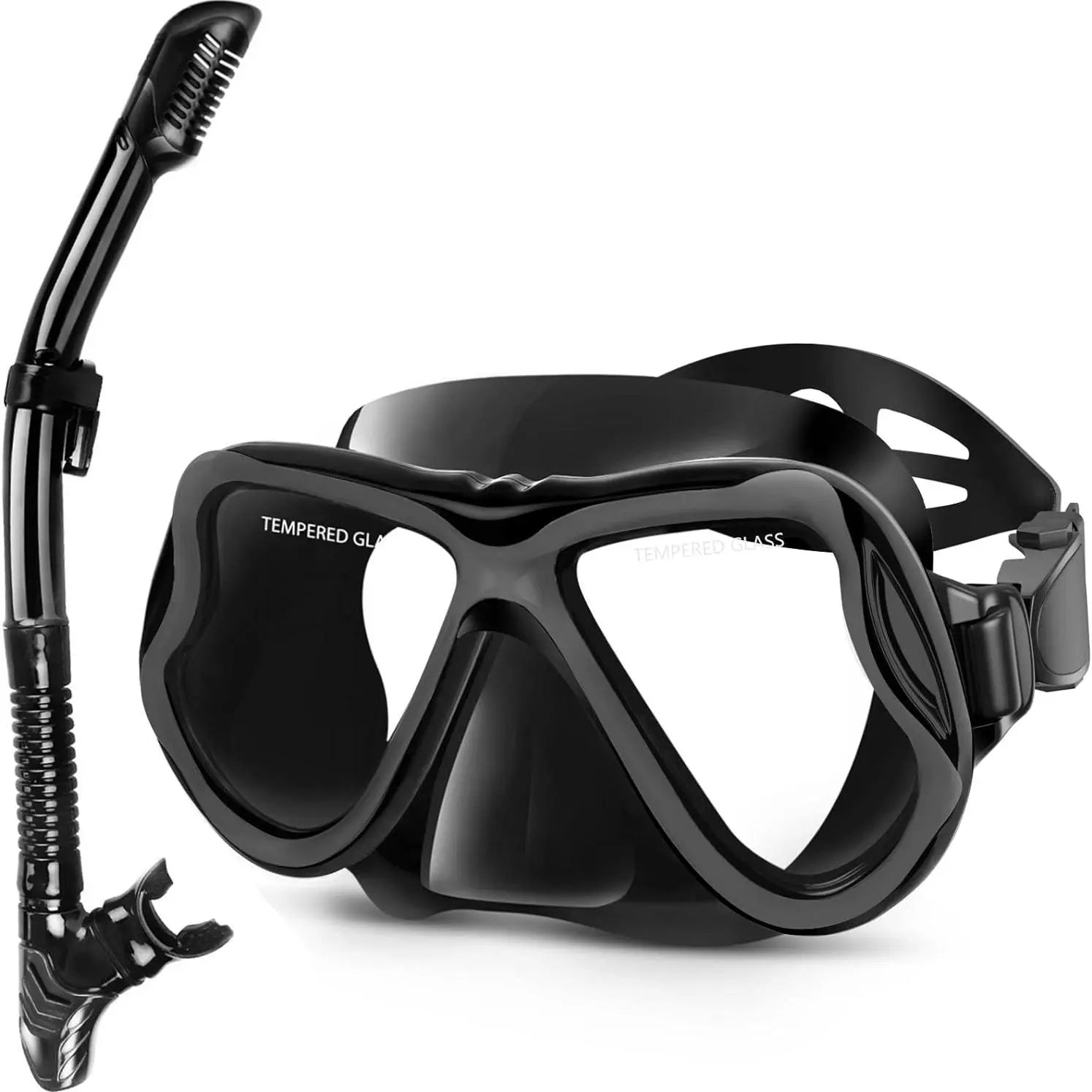 Greatever Premium Dry Snorkel Set – Tempered Glass Mask with Superior Seal, Panoramic Anti-Fog Design for Professional Scuba Diving & Snorkeling
