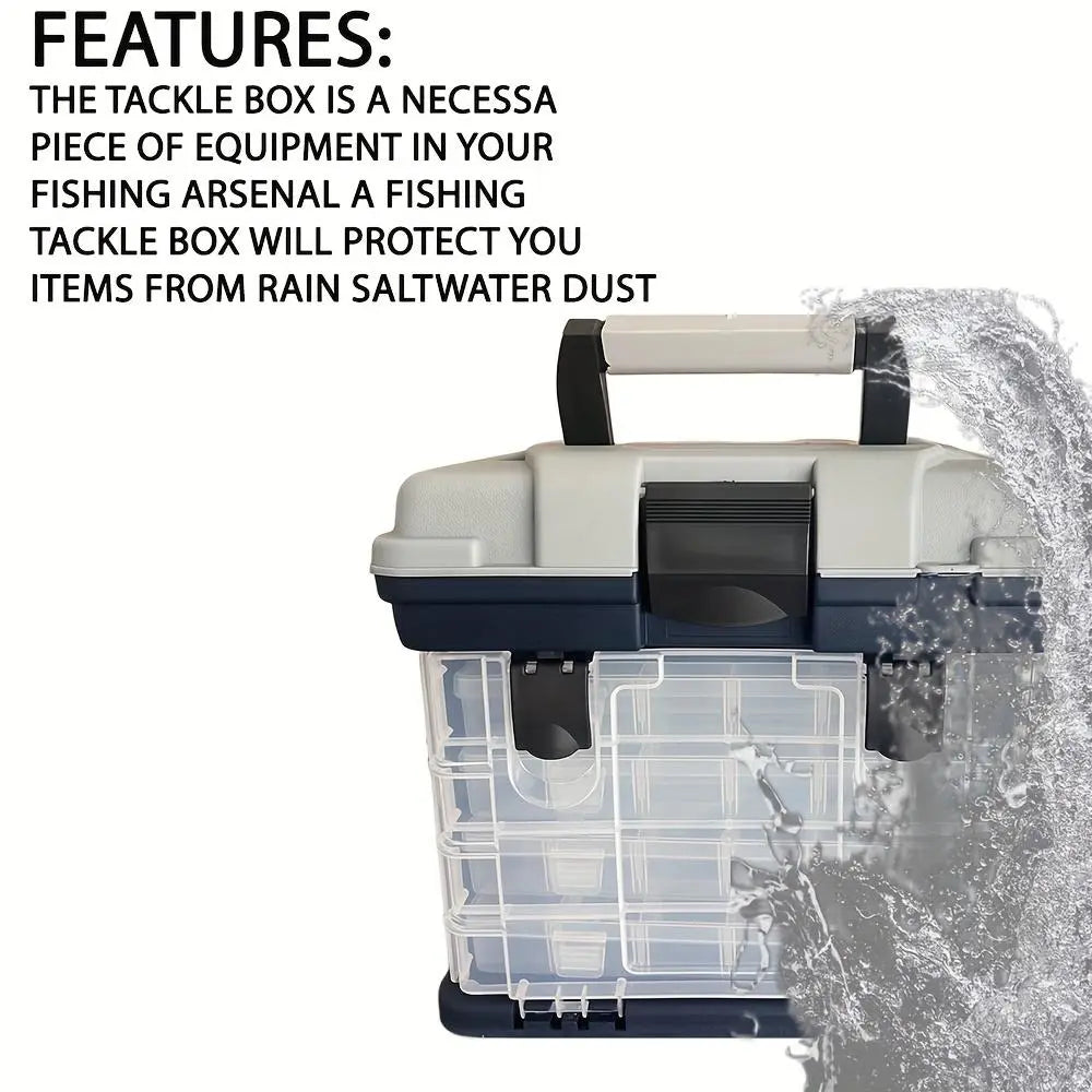 Portable Fishing Tool Box, Four-Layer Fish Bait Holder, Plastic Fishing Accessories Storage Case, Empty Fishing Box, No Bait Included, Fishing Tackle Organizer, Fishing Gear Box
