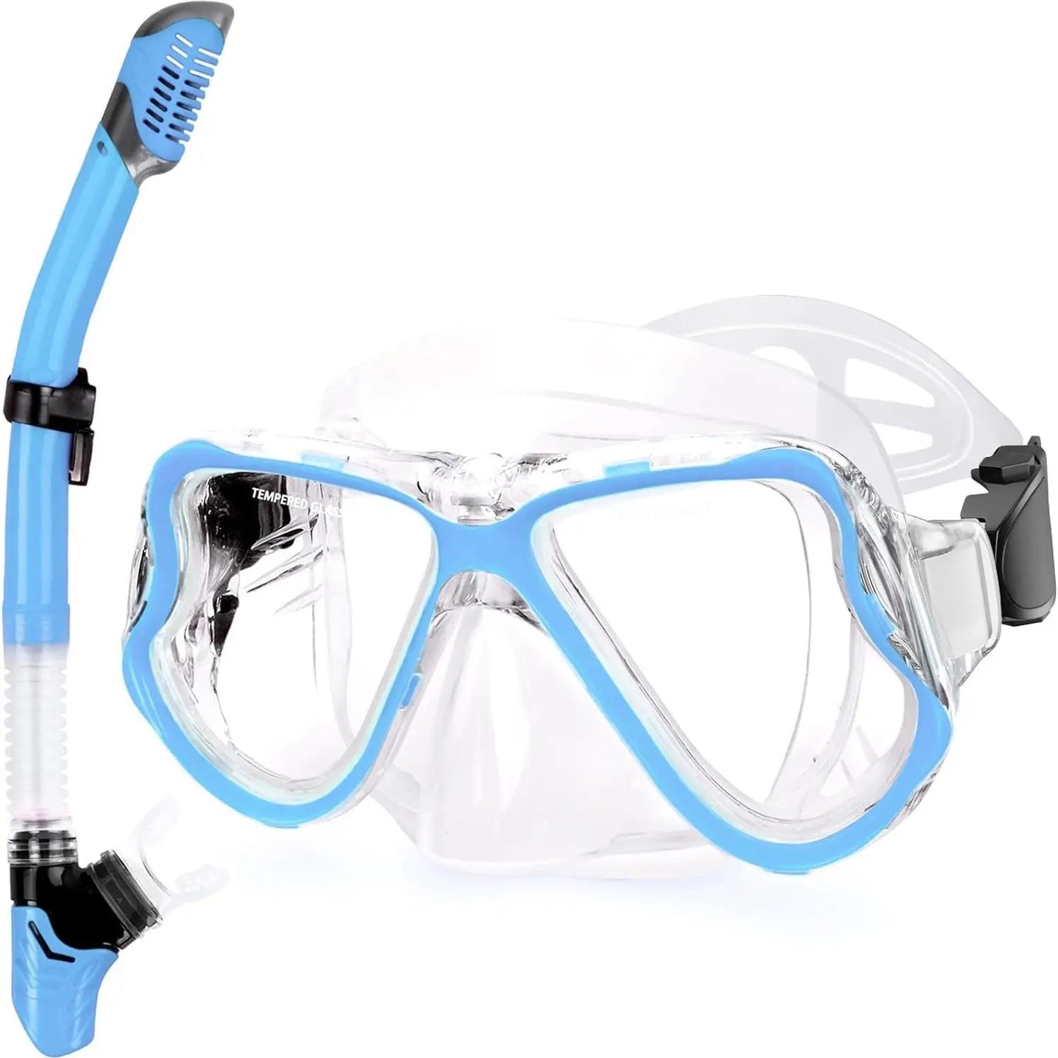 Greatever Premium Dry Snorkel Set – Tempered Glass Mask with Superior Seal, Panoramic Anti-Fog Design for Professional Scuba Diving & Snorkeling