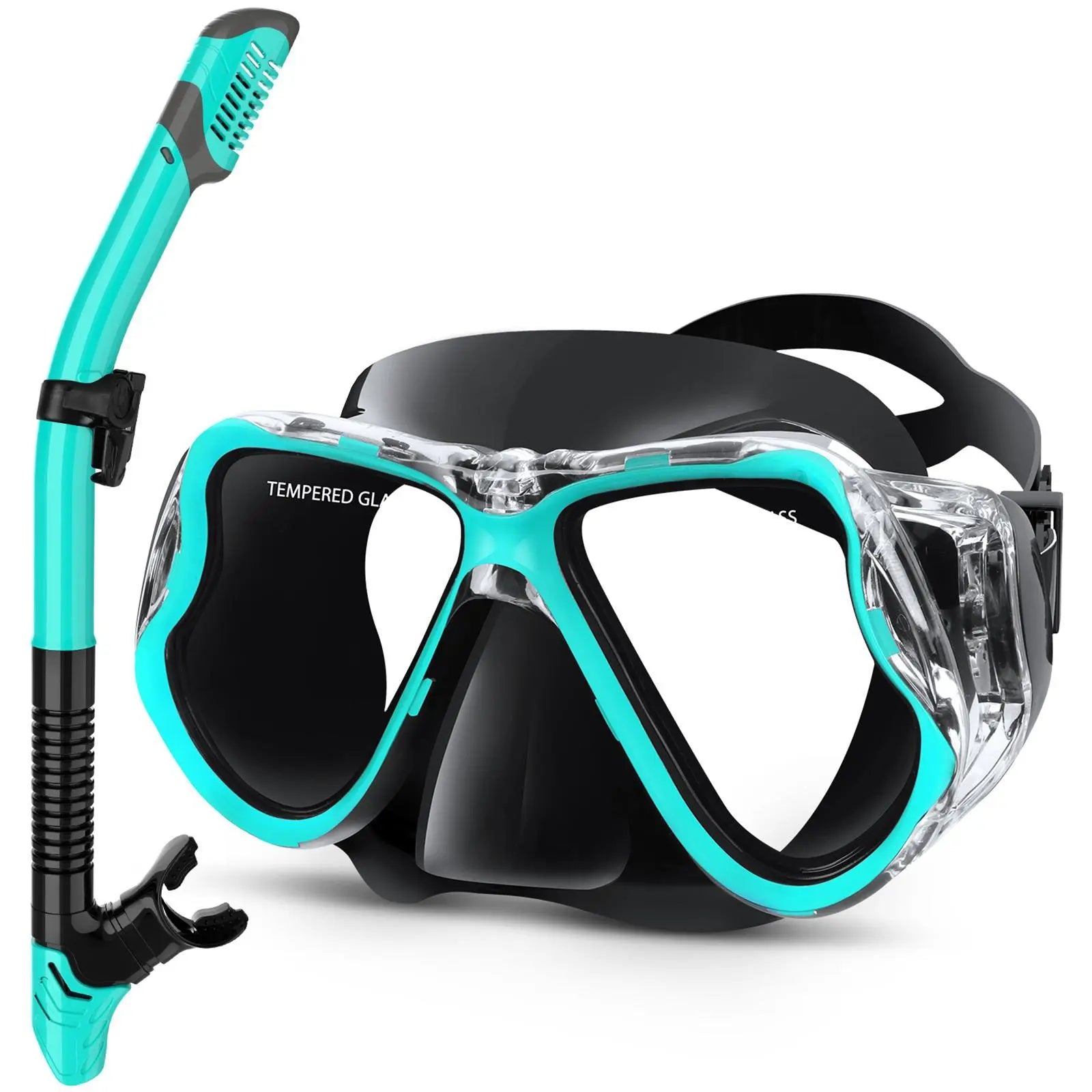 Greatever Premium Dry Snorkel Set – Tempered Glass Mask with Superior Seal, Panoramic Anti-Fog Design for Professional Scuba Diving & Snorkeling